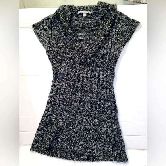 Comfy Mini Sweater Dress - Short Sleeve Long Sweater - Picture 3 of 4